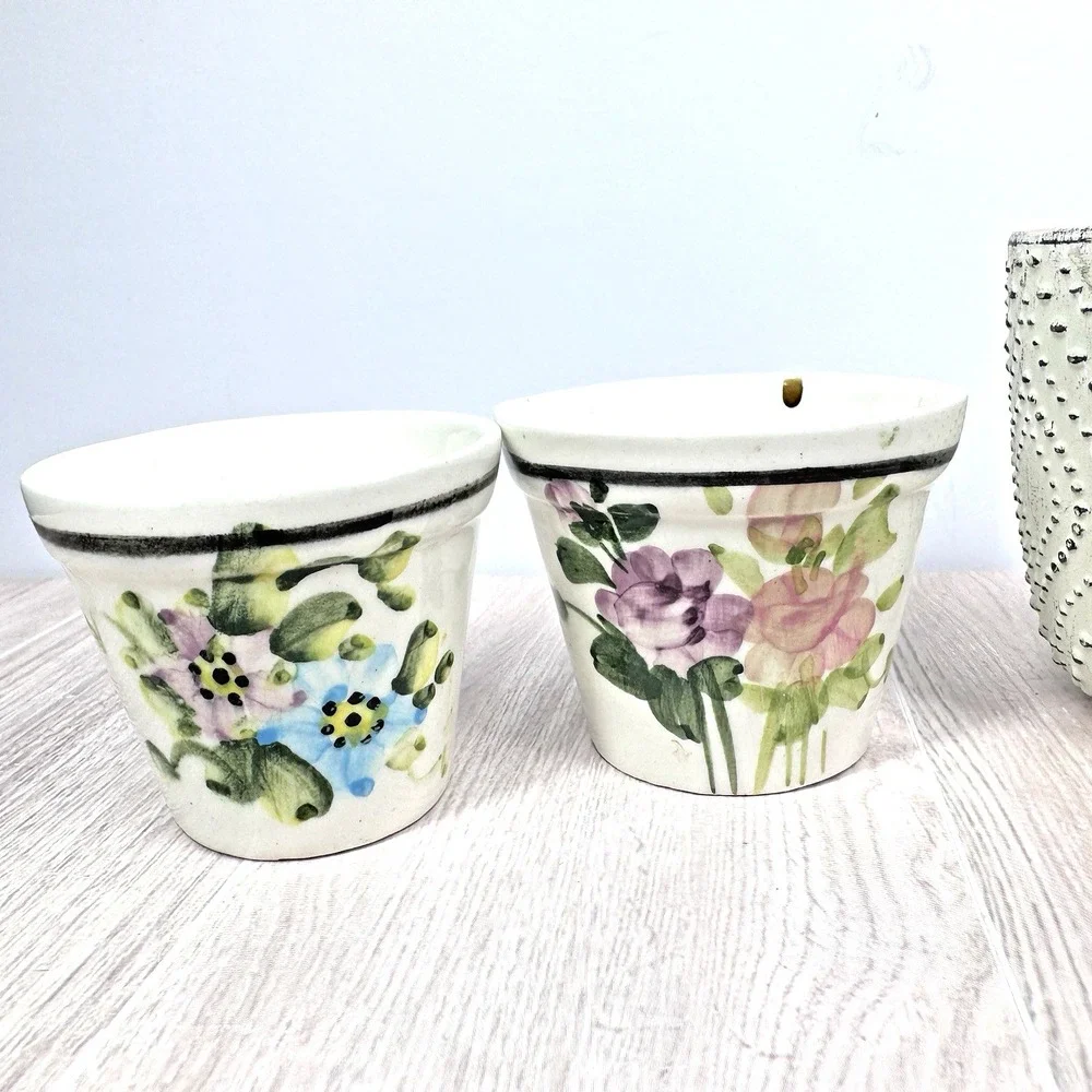 Mini Ceramic Planters Lot Small Flower Pots‎ Cactus Succulent Decor Set 4